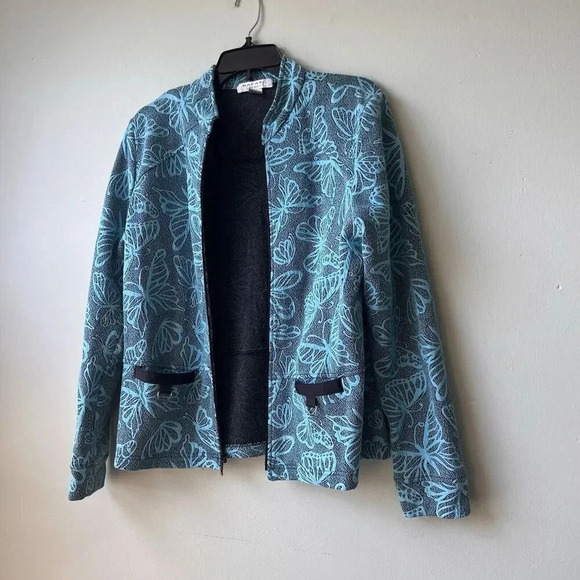 Rafael‎ Sport Women's Blazer Jacket Stretch Long Sleeve Black/Blue Petite Size L - Picture 1 of 3